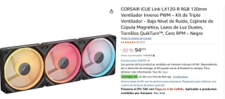 CORSAIR iCUE Link LX120-R RGB 120mm Ventilador Inverso PWM – Kit de Triple Ventilador por 94,90€