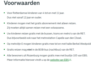 Gratis OV voor kinderen (4 tot en met 11 jaar) in Rotterdam