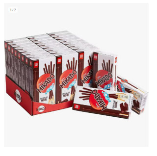 Caja de 24 unidades de Mikado & Go, Palitos de Galleta Cubiertos de Chocolate Negro por 11.38€