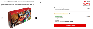 Nintendo Switch Turbo Boost Racing (Código en la caja) + 2 Volantes por 14,99€