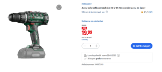 PARKSIDE® Accu-schroefboormachine 20 V 45 Nm zonder accu en lader voor €19,99 in de Lidl webshop