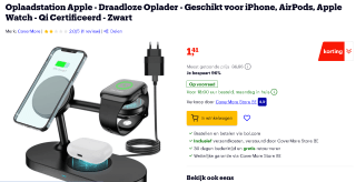 [Prijsfout] Draadloos oplaadstation voor iPhone, Airpods en Apple Watch voor €1,41