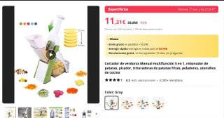 Cortador de verduras Manual multifunción 5 en 1 por 11,31€