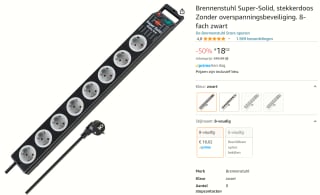 Brennenstuhl Super-Solid, 8-voudig Stekkerdoos 2,5 m kabellengte voor €18,02 bij Amazon