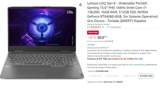 Portatil Lenovo LOQ 15IRH8 Intel Core i7-13620H/16GB/512GB SSD/RTX 4060/15.6" por 969€