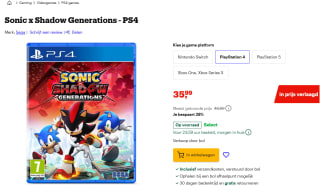 Sonic x Shadow Generations voor €35,99 bij Bol