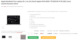 Apple MacBook Pro 2023 14" 1TB laptop voor €1535,23 bij Redshell