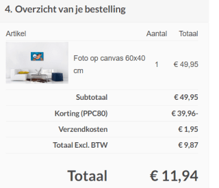 Eigen Foto op canvas 60 x 40 cm voor €9,99 dmv code bij CanvasCompany