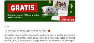 Gratis calendario con tu compra en Zooplus de +49€