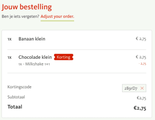 1+1 gratis op alle milkshakes bij Kwalitaria