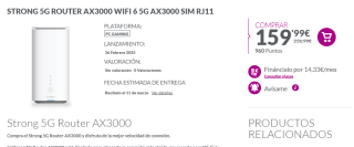 Strong 5g Router Ax3000 WIFI 6 5G AX3000 SIM RJ11 por 159€