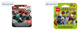 3+1 gratis op LEGO minifiguren en F1 raceauto bij Bol.