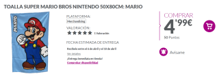Toalla Super Mario Bros Nintendo 50x80cm: Mario por 4.99€