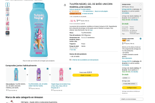 Gel de baño TULIPÁN NEGRO DE BAÑO UNICORN MARMALLOW 650ml por solo 1,43€