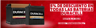 Promoción Duracell baterías con un 5% descuento EXTRA
