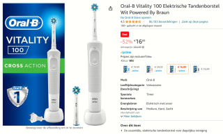 Oral-B Vitality 100 CrossAction - Elektrische Tandenborstel voor €16,89 bij Amazon