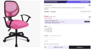 Silla de Oficina Giratoria Ajustable con Reposabrazos por 30.59€ (Cuenta Nueva 18.59€)