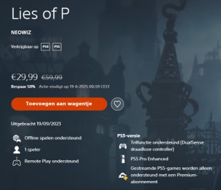 Lies of P (PS 5) voor €29,99 in de Playstation Store