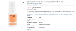 Sérum Facial Revolution Skincare Vitamin C 30 ml por 6,08€