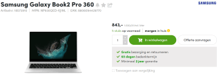 Samsung Galaxy Book2 Pro 360 Core i7 16GB 512GB SSD 13.3" voor €1.020,03 bij Aces Direct