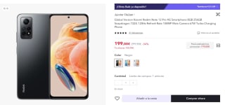 Móvil Xiaomi Redmi Note 12 Pro 4G de 8GB/256GB por 179€