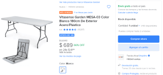 Mesa Plegable Vitasense Garden MESA-03 por $689 en Mercado Libre