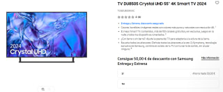 Samsung 55” TV DU8505 Crystal UHD 4K Smart TV 2024 TU55DU8505KXXC por 426,55€
