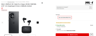 Móvil One Plus 12R de 16GB/256GB + Auriculares Buds Pro 2 por 349€ (newsletter por 339€)