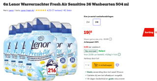 Lenor Fresh Air Wasverzachter Gevoelige Huid - 6 x 36 Wasbeurten - 216 wasbeurten voor €19,18 bij Bol