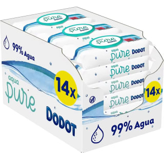 Pack 14 paquetes Dodot Toallitas Aqua Pure para Bebé, 99% Agua, 672 Toallitas por 22,99€