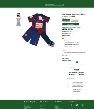 Equipación PUMA completa de local del Eibar 2017-18 Niños por 10,79€