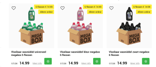 6 flessen vloeibaar wasmiddel 1,5 liter voor € 14.99 bij de Wibra