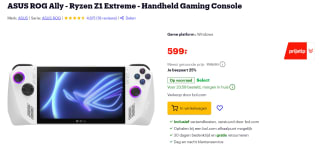 ASUS ROG Ally Ryzen Z1 Extreme - Handheld Gaming Console voor €599 bij Bol.com