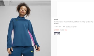 Camiseta de mujer Individualblaze Training 1/4 Zip Top Puma por 21.98€