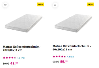40% korting op alle matrassen bij Leen Bakker