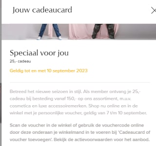 €25 korting-voucher bij de Bijenkorf voor members