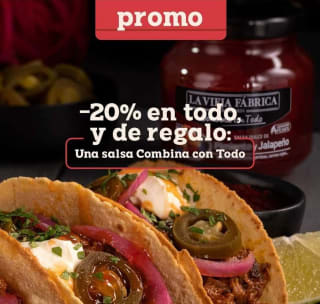 Descuento 20% en todo + una salsa gratis con todos tus pedidos de Laviejafabrica