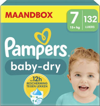 Pampers Baby - Dry Maat 7, 132 Luiers, 15kg+ voor €39,15 bij Bol