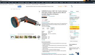 Ducha GARDENA Premium 18317-20 multiusos 5 tipos de chorro filtro de suciedad por solo 23,15€