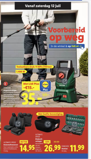 Parkside Hogedruk reiniger voor 35 euro met lIdl plus