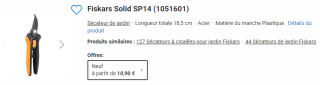 Sécateur solid SP14 FISKARS à 10,90€