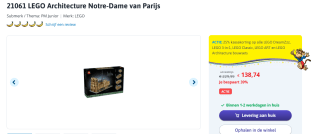 LEGO Architecture Notre-Dame van Parijs voor €138,74 bij Toychamp