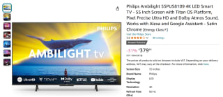 Philips Ambilight 55PUS8109 4K LED 55" Smart TV voor €379,99 bij Amazon ES