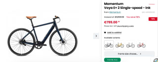E-bike Voya E+ 2 Single-speed - Ink voor €799 bij Bike-mailorder