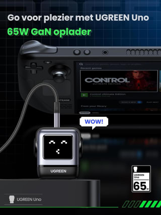 UGREEN Uno USB C-oplader 65W RobotGaN-oplader voor €31,99 bij Amazon