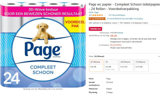 Page Compleet Schoon Toiletpapier 24-rollen 24 rollen voor €8,49 bij Amazon