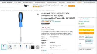 Destornillador para puntas intercambiables por 2,98€