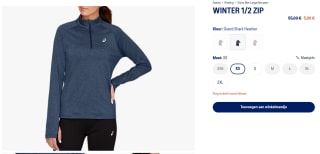 Asics WINTER 1/2 ZIP Dames sportshirt voor €5 bij Asics in België