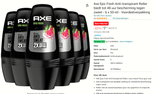 Axe Epic Fresh Anti-transpirant Rollers 6 stuks voor €7,11 bij Amazon