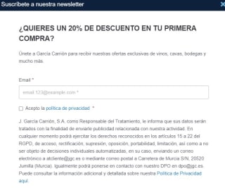 10% de descuento para primera compra en J. Garcia Carrión
